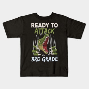 Dinosaur Kids Ready To Attack 3rd Grade Boys Back To School Kids T-Shirt